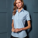 Premier Women's Microcheck Short Sleeve Cotton Blouse